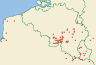 Distribution map of Agonimia tristicula (Nyl.) Zahlbr.  by Paul Diederich