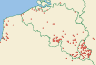 Distribution map of Arthonia radiata (Pers.) Ach.  by Paul Diederich