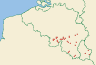 Distribution map of Arthonia ruana A. Massal.  by Paul Diederich