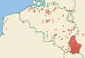 Distribution map of Lecanora conizaeoides Cromb.  by Paul Diederich