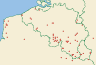 Distribution map of Opegrapha rufescens Pers.  by Paul Diederich